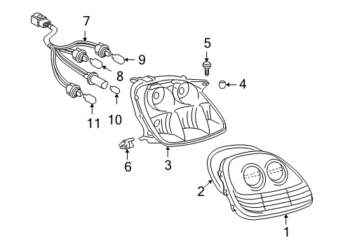 2004 Toyota MR2 Spyder Lens, Rear Combination Lamp, LH Diagram for 81561-17230