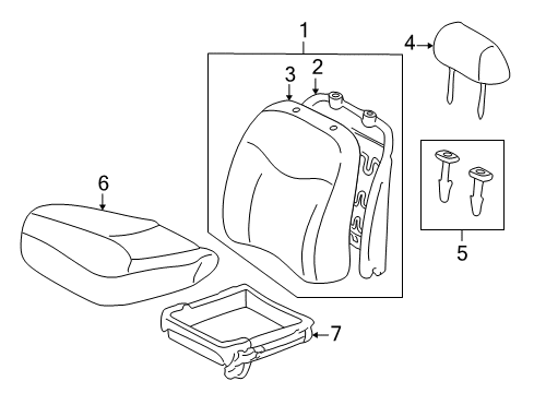 2005 Toyota Echo Front Seat Components Diagram