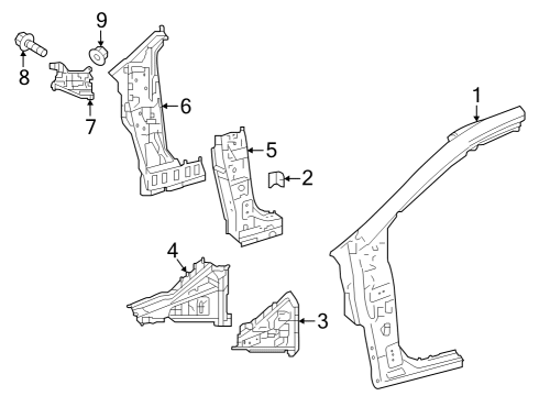 2023 Toyota GR Corolla Reinforcement Plate, Inner Driver Side Diagram for 61114-12030