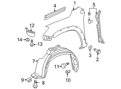 2012 Toyota RAV4 Liner, Front Fender, LH Diagram for 53876-0R020