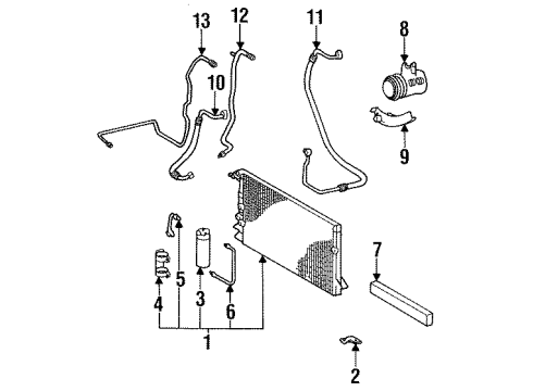 1993 Toyota Previa A/C Condenser, Compressor & Lines Diagram