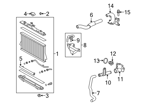 2008 Toyota Highlander Radiator & Components Diagram 1 - Thumbnail