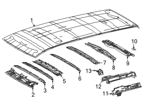 2021 Toyota Sienna Roof Reinforcement, Center Diagram for 63144-08030