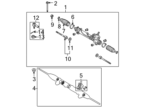 2007 Scion tC Steering Rack End Sub-Assembly Diagram for 45503-29825