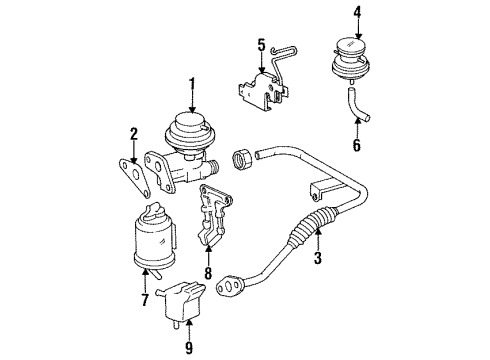 1995 Toyota Paseo Gasket, EGR Valve Diagram for 25627-11040