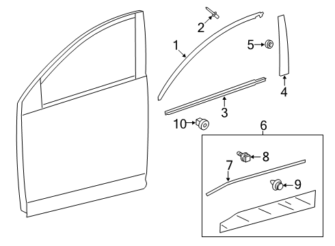 2022 Toyota RAV4 Exterior Trim - Front Door Diagram