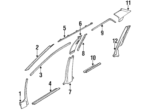 1988 Toyota Corolla Trim, Rear Door Opening Diagram for 62333-12060-02