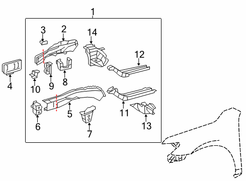 2013 Toyota Camry Structural Components & Rails Diagram 3 - Thumbnail