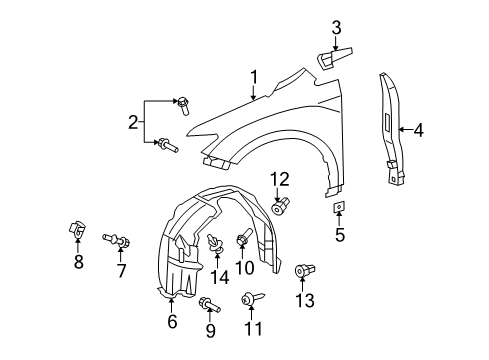 2014 Toyota Venza Seal, Front Fender To COWL Side Diagram for 53866-0T010