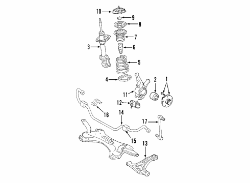 2008 Toyota Prius Front Suspension Components, Lower Control Arm, Stabilizer Bar Diagram