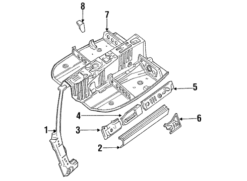 1993 Toyota MR2 Hinge Pillar, Rocker, Floor Diagram