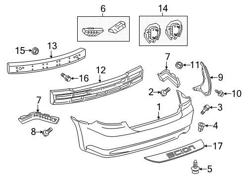 2011 Scion tC Cover, Rear Bumper,L/C Diagram for 52159-21913