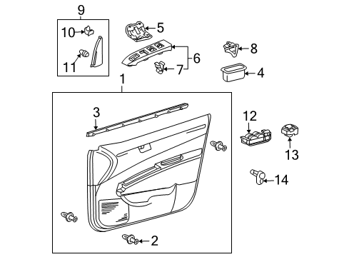 2004 Toyota Prius Interior Trim - Front Door Diagram