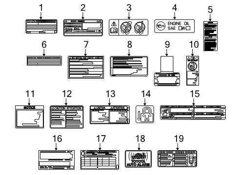 2019 Toyota RAV4 Emission Label Diagram for 11298-F0072