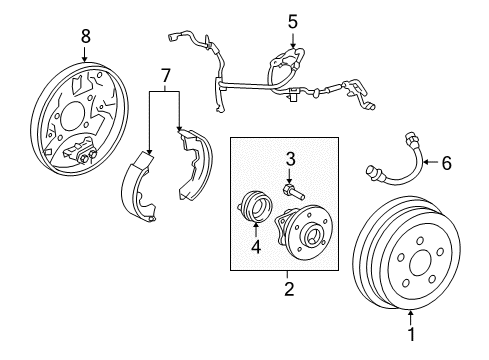 2009 Toyota Corolla Rear Axle Bearing And Hub Assembly, Right Diagram for 42450-12170