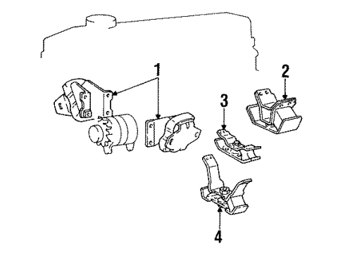 1992 Toyota Pickup Engine & Trans Mounting Diagram