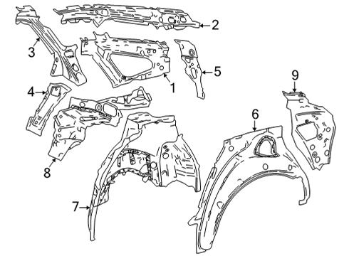 2023 Toyota Mirai Inner Components - Quarter Panel Diagram