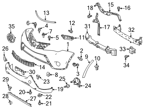 2015 Toyota RAV4 Retainer, Front Bumper Diagram for 52535-0R030