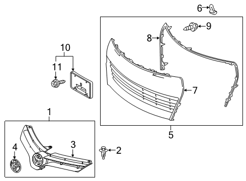 2014 Toyota Corolla Radiator Grille Sub-Assembly,Lower Diagram for 53102-02210