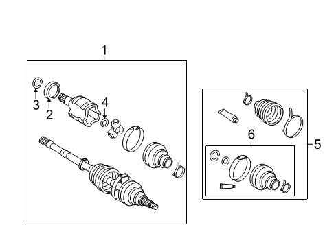 2009 Toyota Matrix Front Cv Joint Boot Kit, In Outboard, Left Diagram for 04439-01010