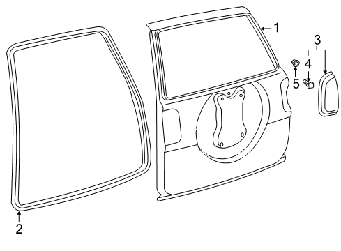 1998 Toyota RAV4 Back Door Diagram 1 - Thumbnail