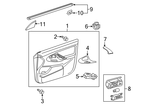 2007 Toyota Camry Board Sub-Assy, Front Door Trim, LH Diagram for 67620-06721-E2