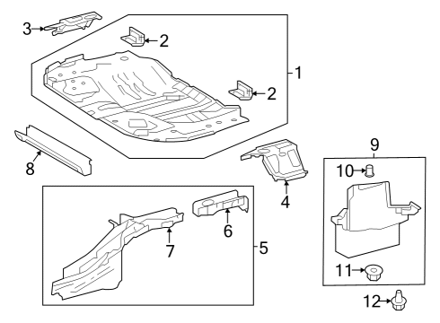 2019 Toyota Corolla Rear Body - Floor & Rails Diagram