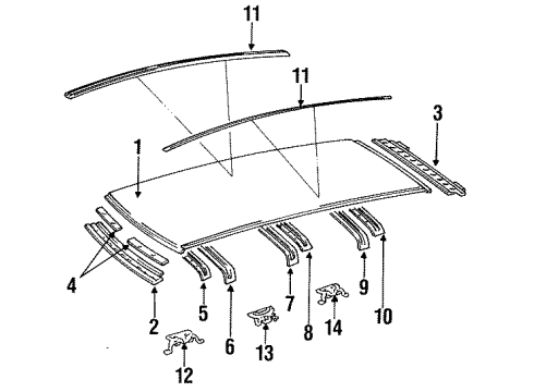 1996 Toyota Previa Roof, Luggage Carrier, Exterior Trim, Body Diagram