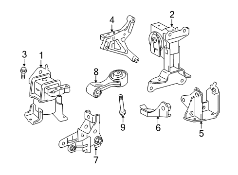 2012 Scion iQ Engine & Trans Mounting Diagram