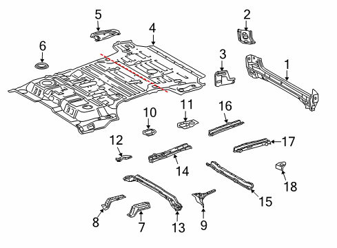 2018 Toyota Land Cruiser Rear Body Panel, Floor & Rails Diagram