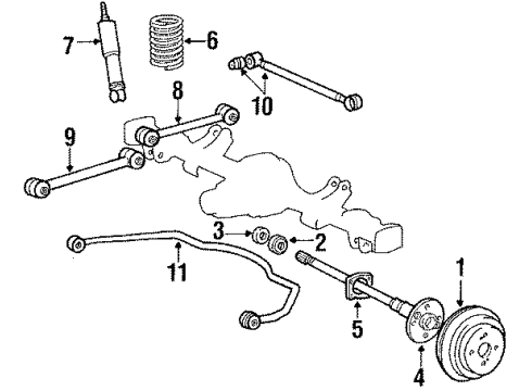 1987 Toyota Tercel Rear Suspension, Axle Housing, Control Arm Diagram 3 - Thumbnail