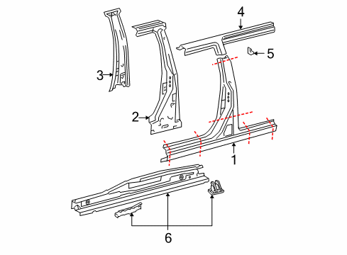 2004 Toyota Sienna Pillar, Center Body, Inner RH Diagram for 61343-AE010