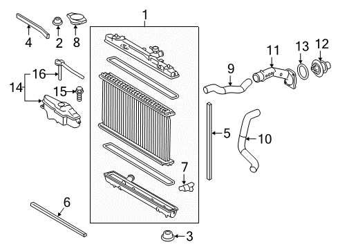 2015 Toyota Camry Seal, Radiator To Support Diagram for 16562-0V040