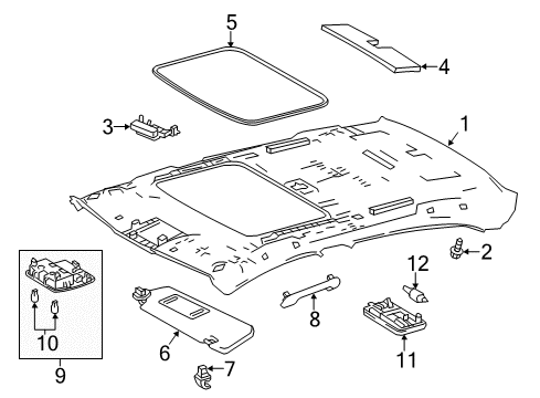 2017 Toyota Corolla HEADLINING Assembly, Roof Diagram for 63310-02K20-B0