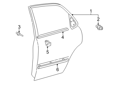 2001 Toyota Camry Moulding, Rear Door, Outside RH Diagram for 75741-33091-B4