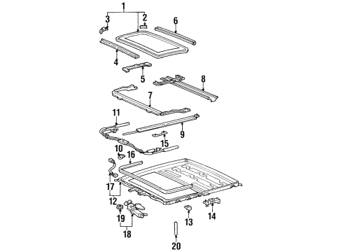 1997 Toyota Land Cruiser Glass Sub-Assy, Sliding Roof Diagram for 63201-60023