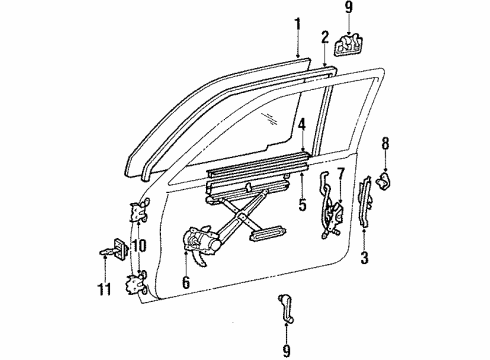 1989 Toyota Tercel Door Glass & Hardware Diagram