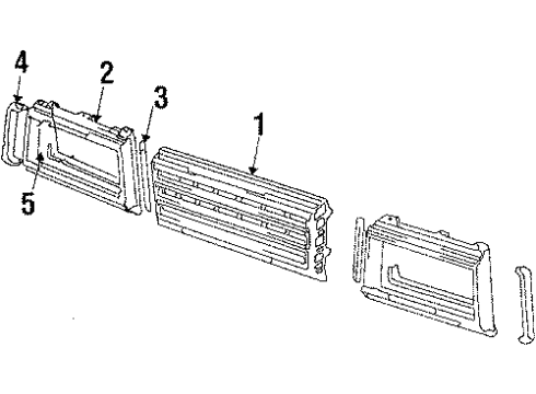 1986 Toyota Camry Grille Sub-Assembly, Rad Diagram for 53101-32070