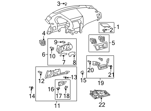 2010 Toyota Highlander Cluster & Switches, Instrument Panel Diagram 8 - Thumbnail