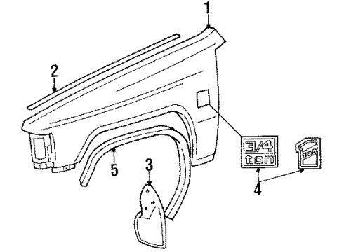 1984 Toyota Pickup Fender Sub-Assy, Front RH Diagram for 53801-89194