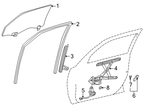 2002 Toyota Corolla Front Door - Glass & Hardware Diagram