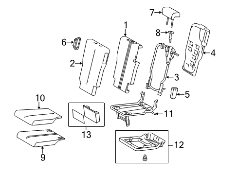 2016 Toyota Sienna Second Row Seats Diagram 1 - Thumbnail