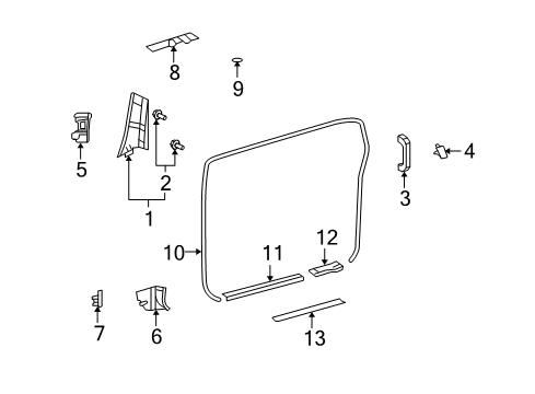 2011 Toyota FJ Cruiser Board, COWL Side Trim Diagram for 62111-35062-B0