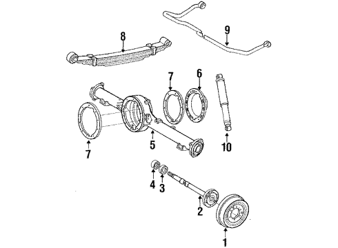 1990 Toyota Land Cruiser Rear Suspension, Axle Housing, Stabilizer Bar Diagram 1 - Thumbnail