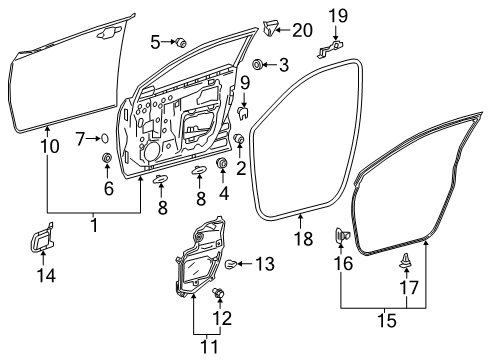 2018 Toyota C-HR Seal, Front Door Front Lower Frame Cover Diagram for 90950-06105