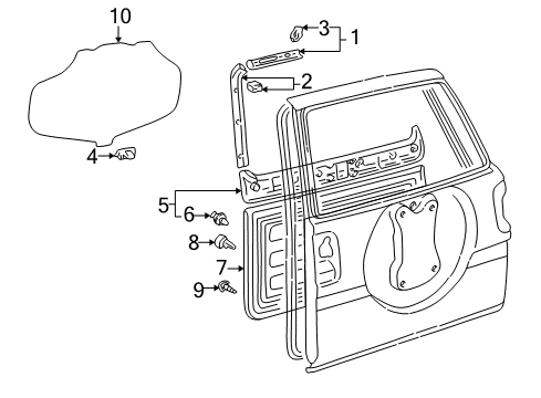 1997 Toyota RAV4 Interior Trim - Back Door Diagram