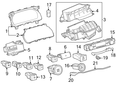 2024 Toyota Grand Highlander Cluster & Switches, Instrument Panel Diagram