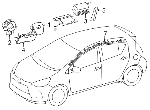 2015 Toyota Prius C Air Bag Components Diagram 1 - Thumbnail