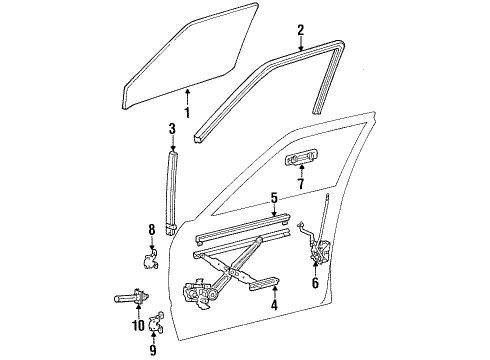 1985 Toyota Land Cruiser Channel Sub-Assy, Front Door Glass, LH Diagram for 69902-90A02