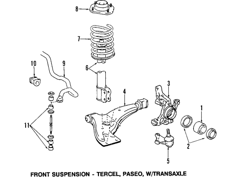 1989 Toyota Tercel Drive Shaft - Front Diagram